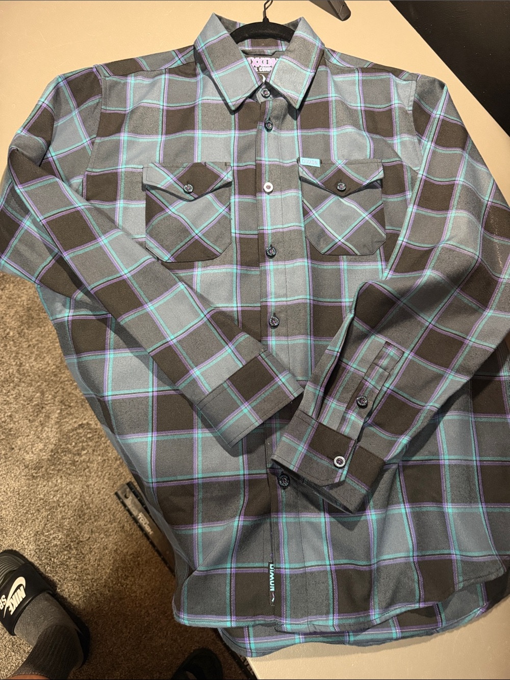 NWOT Dixxon Button Up Flannel “Resilence” in men’s size XL